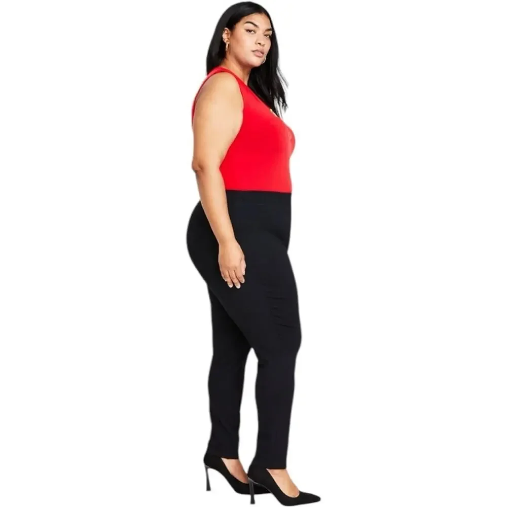 INC International Concepts Skinny Mid Rise Black Ponte Pants - 26W